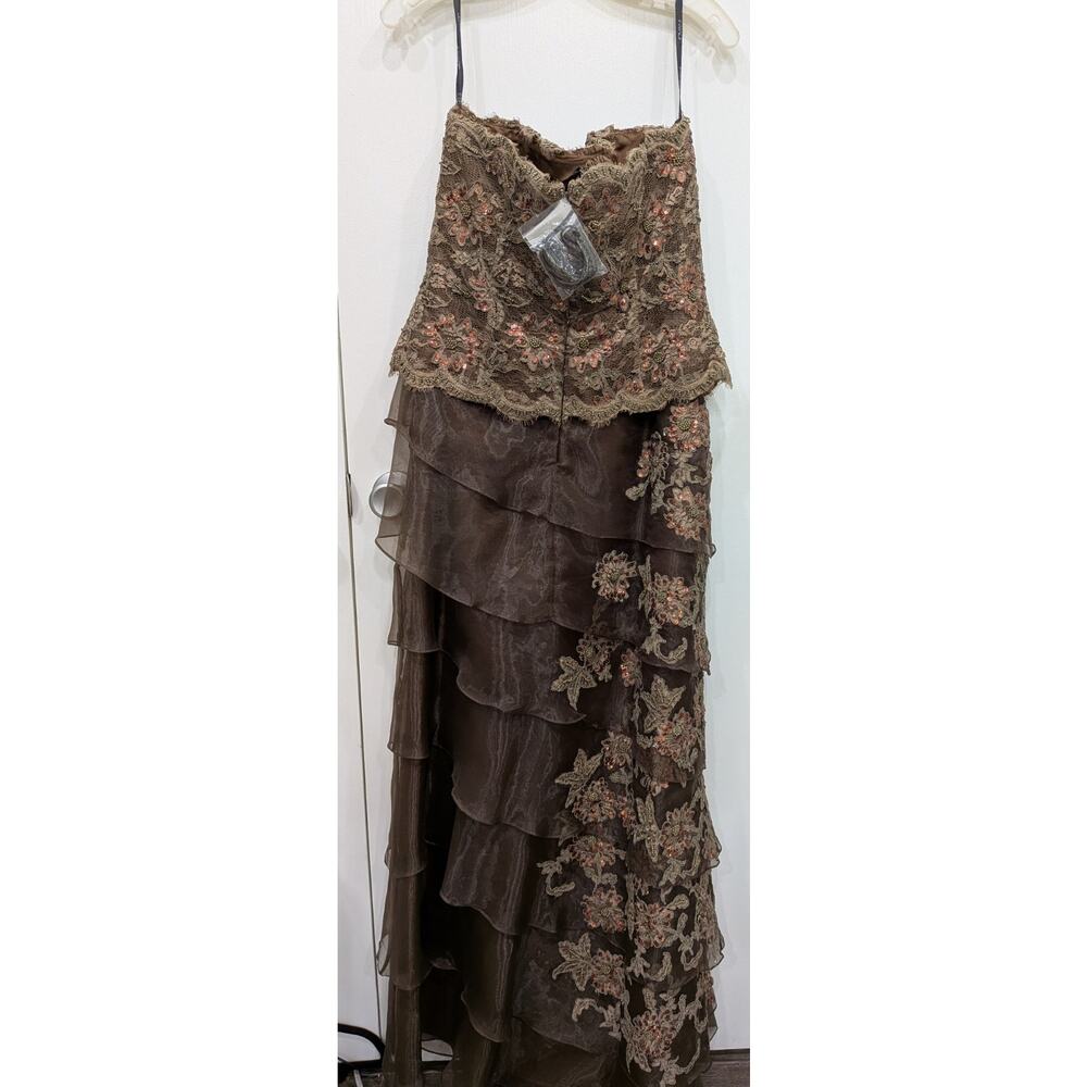 Jovani Formal Gown Set 14 Brown Embroidered Sequin Lace Whimsigoth Gala Evening - Picture 3 of 13